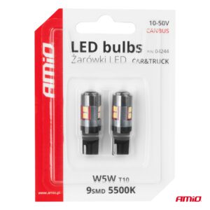 AMiO LED bulbs CANBUS T10 W5W 9 SMD 3030 White 12/24V 36V 48V - Image 5