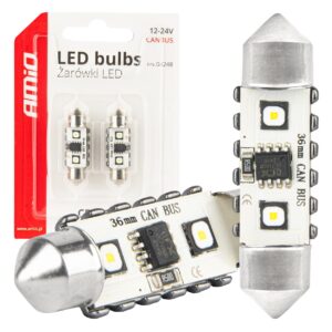 AMiO LED CANBUS bulbs 12SMD Festoon C5W 3838 36mm White 12/24V