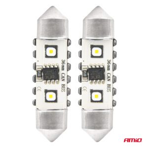 AMiO LED CANBUS bulbs 12SMD Festoon C5W 3838 36mm White 12/24V - Image 2