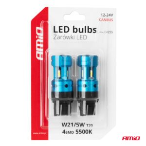 AMiO LED žarulje CANBUS T20 7443 W21/5W 4SMD 1860 bijele 12/24V - Image 5