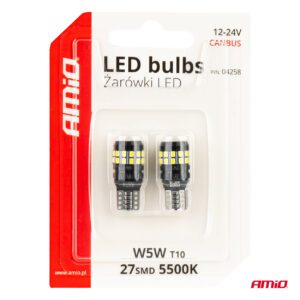 AMiO LED CANBUS bulbs T10 W5W 27SMD 2016 White 12V/24V - Image 5