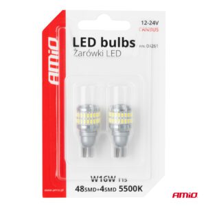 AMiO LED bulbs CANBUS T15 W16W 48SMD 4SMD 3014 3030 White 12/24V - Image 5