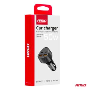 AMiO Car charger 50W 2x USB-A + 2x USB-C AMIO-04284 - Image 6