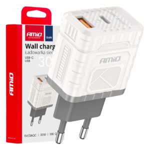 AMiO Wall charger Quick Charge GaN 30W USB-A + USB-C AMIO-04286