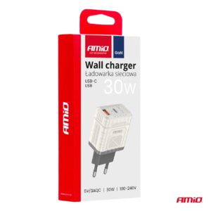 AMiO Wall charger Quick Charge GaN 30W USB-A + USB-C AMIO-04286 - Image 3
