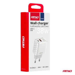 AMiO Wall charger Quick Charger GaN 38W USB-A + USB-C AMIO-04287 - Image 5