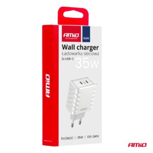 AMiO Wall charger Quick Charger 35W 2x USB-C AMIO-04288 - Image 4