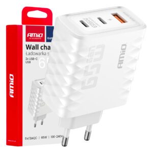 AMiO Wall charger Quick Charge 65W USB-A + 2x USB-C AMIO-04289