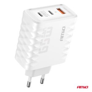 AMiO Wall charger Quick Charge 65W USB-A + 2x USB-C AMIO-04289 - Image 2