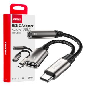 AMiO USB-C TO TYPE USB-C + Mini Jack 3.5mm Female Adapter 10cm AMIO-04295