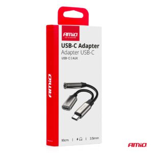 AMiO USB-C TO TYPE USB-C + Mini Jack 3.5mm Female Adapter 10cm AMIO-04295 - Image 4