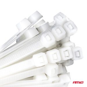 AMiO plastic cable clip ties 4,8×300mm - white 100 pcs, AMIO-04311 - Image 3