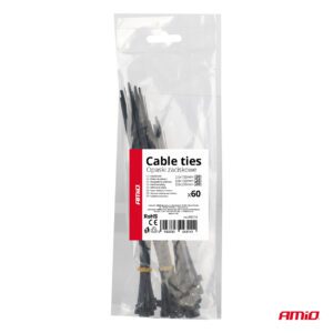 AMiO Black short plastic cable ties set of 60 pcs. AMIO-04314 - Image 7