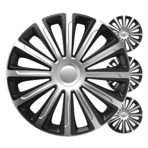 Car hubcaps 4pcs set Trend black & silver 14" COLOR BOX, Versaco