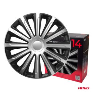 Car hubcaps 4pcs set Trend black & silver 14" COLOR BOX, Versaco - Image 3