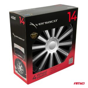Car hubcaps 4pcs set Trend black & silver 14" COLOR BOX, Versaco - Image 4