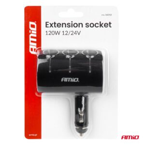 Triple extension socket 12/24V 120W 90° AMIO-04358 - Image 7