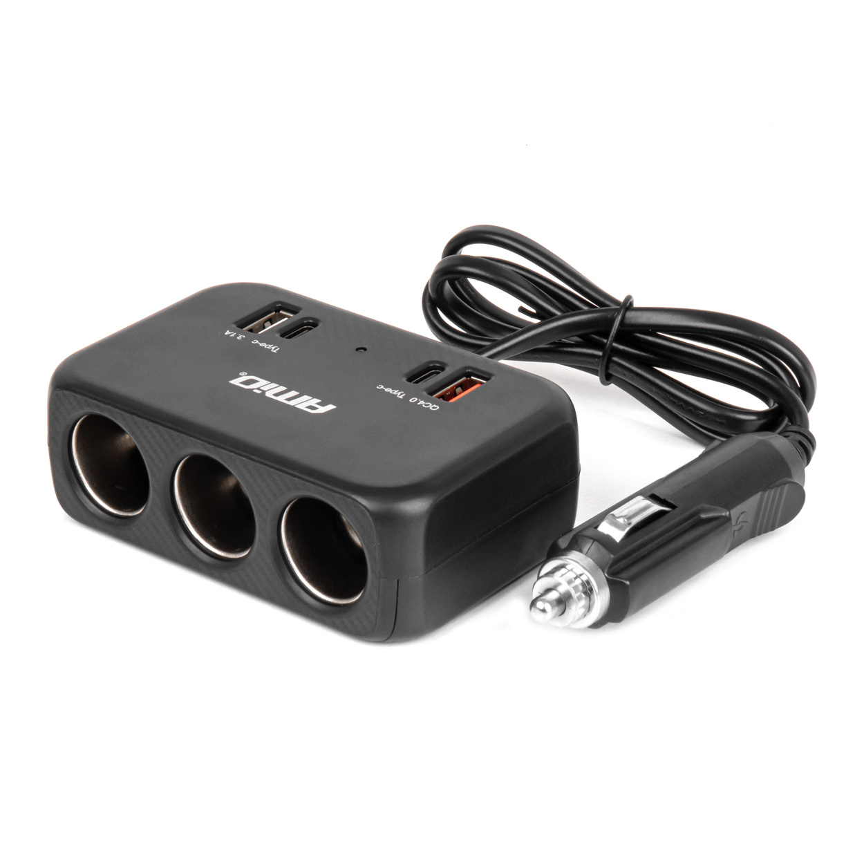 Splitter sa utičnicama za upaljač - 1x USB A 1x USB C QC 4.0 12/24V 120W 80cm AMIO-04365