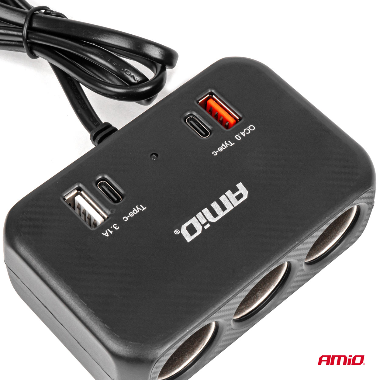Splitter sa utičnicama za upaljač - 1x USB A 1x USB C QC 4.0 12/24V 120W 80cm AMIO-04365 - Image 6