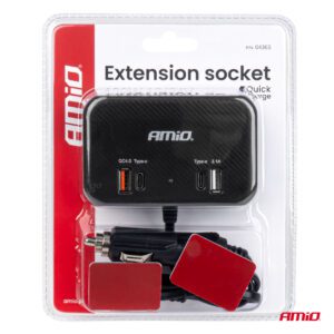 Splitter sa utičnicama za upaljač - 1x USB A 1x USB C QC 4.0 12/24V 120W 80cm AMIO-04365 - Image 8