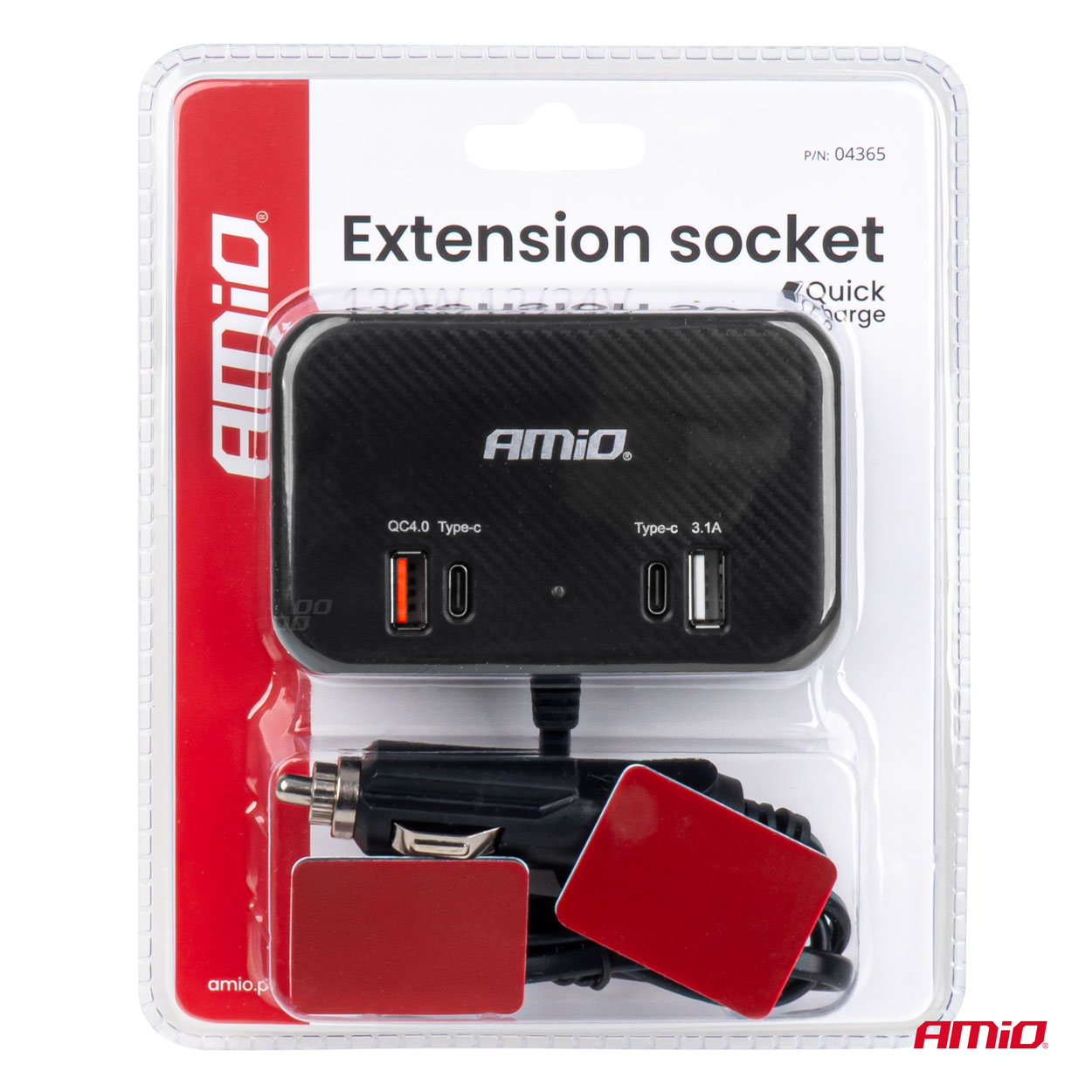 Splitter sa utičnicama za upaljač - 1x USB A 1x USB C QC 4.0 12/24V 120W 80cm AMIO-04365 - Image 8