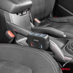 Splitter sa utičnicama za upaljač - 1x USB A 1x USB C QC 4.0 12/24V 120W 80cm AMIO-04365 - Image 2