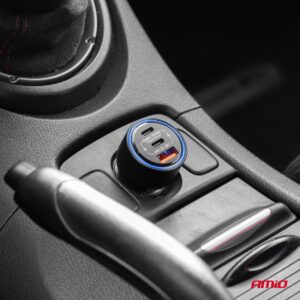 AMiO auto punjač 2x USB-C + USB-A 12/24V 95W AMIO-04372 - Image 2