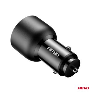 AMiO auto punjač 2x USB-C + USB-A 12/24V 95W AMIO-04372 - Image 4