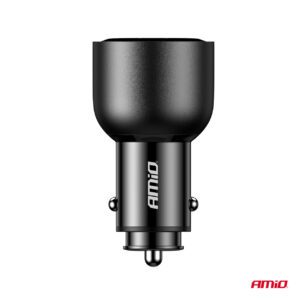 AMiO auto punjač 2x USB-C + USB-A 12/24V 95W AMIO-04372 - Image 5