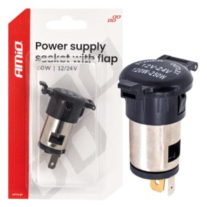 Power supply socket with flap 250W 12V 24V AMIO-04434