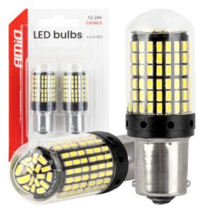 AMiO CANBUS LED bulbs 1156 BA15S P21W R10W R5W 4SMD 1860 White 12V 24V