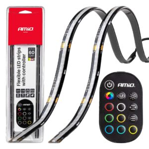 Flexible LED strips with controller multicolour RGB 2x30cm 12V AMIO-04579