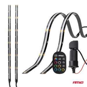Flexible LED strips with controller multicolour RGB 2x30cm 12V AMIO-04579 - Image 3