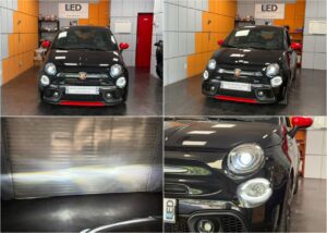 Abarth 595 turismo with Philips Ultinon Pro6000 Boost low beam collage