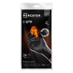 Nitrile gloves Mercator Gogrip BLACK 4 pcs size L, MERCATOR