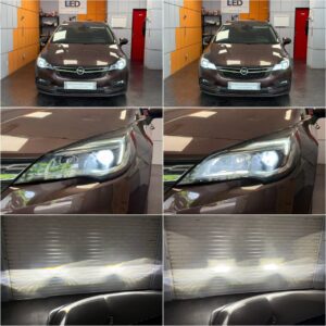 Opel Astra K with Philips Ultinon Pro6000 Boost H7 low beam & H1 high beam collage