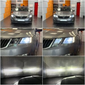Škoda Octavia 3 FL with Osram LEDriving XTR H7 low beam + HL Easy Gen2 H7 high beam collage
