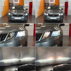 Škoda Octavia 3 FL with Philips Ultinon Pro6000 Boost H7 low beam + Osram Cool Blue Intense H7 high beam collage