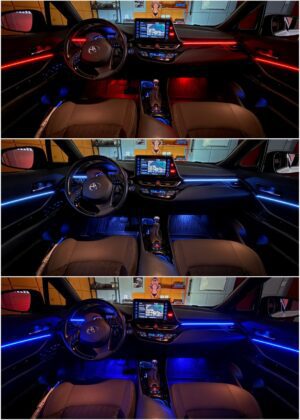 Toyota CH-R with Ambitrim digital ambient lighting collage 4