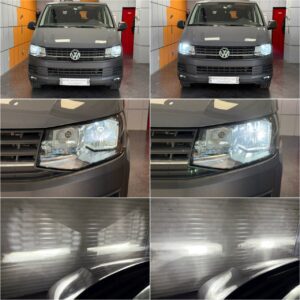 VW T6 with Osram Night Breaker LED Smart H4 LED low + high beam + Night Breaker W5W position lights collage