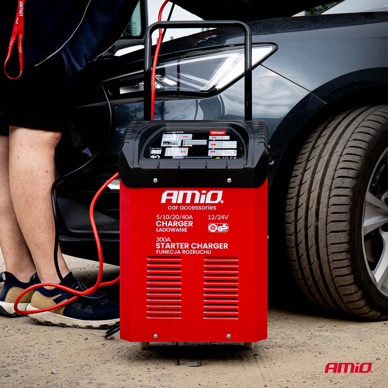 AMiO digitalni punjač akumulatora 40A 12V/24V + starter 300A AMIO-04500 - Image 2