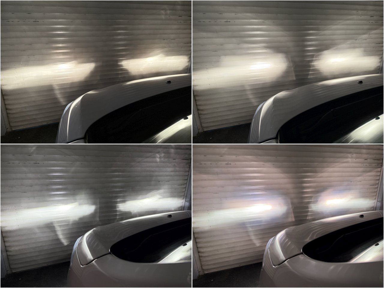 Opel Vivaro C FL with Osram Night Breaker Speed H7 low beam + Cool Blue Intense H7 high beam compared to factory halogen output collage